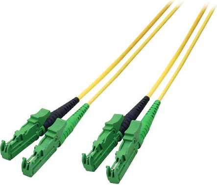 Kabllo patch fiber optik EFB Elektronik E2000/APC–E2000/APC, OS2, 10m, duplex, LSZH, e verdhë