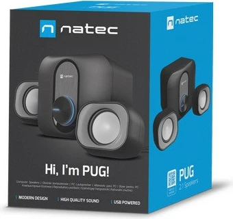 Set altoparlantësh Natec PUG 2.1, 11W RMS, me subwoofer, i zi
