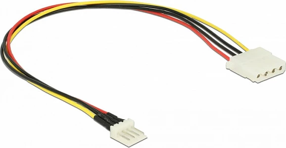 Kabllo adapter energjie DeLOCK 85457, Floppy 4-pin në Molex 4-pin, 0.3 m, e zezë/kuqe/bardhë/verdhe