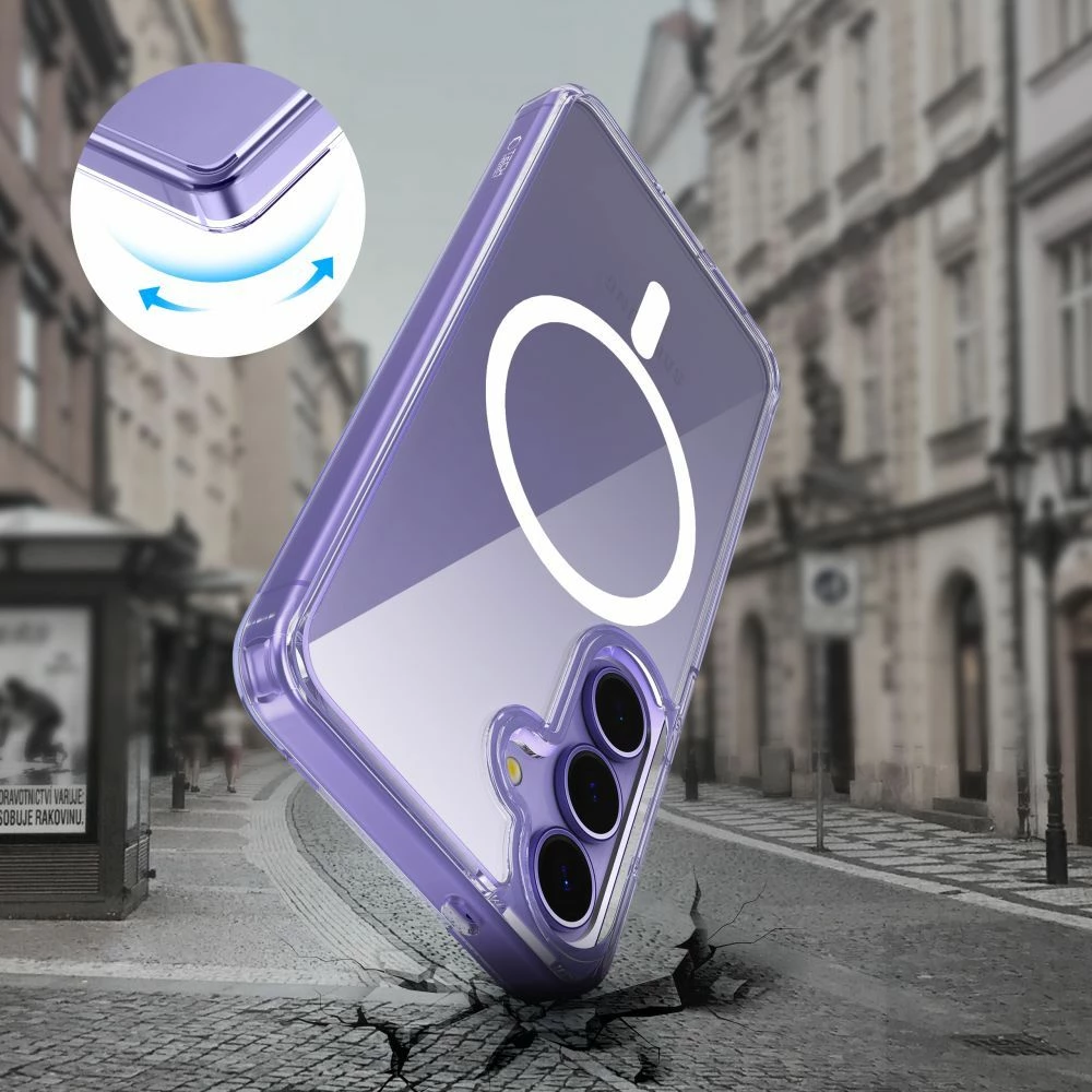 Mbështjellës Tech-Protect FlexAir Hybrid MagSafe për Samsung Galaxy S25 Edge, Transparent