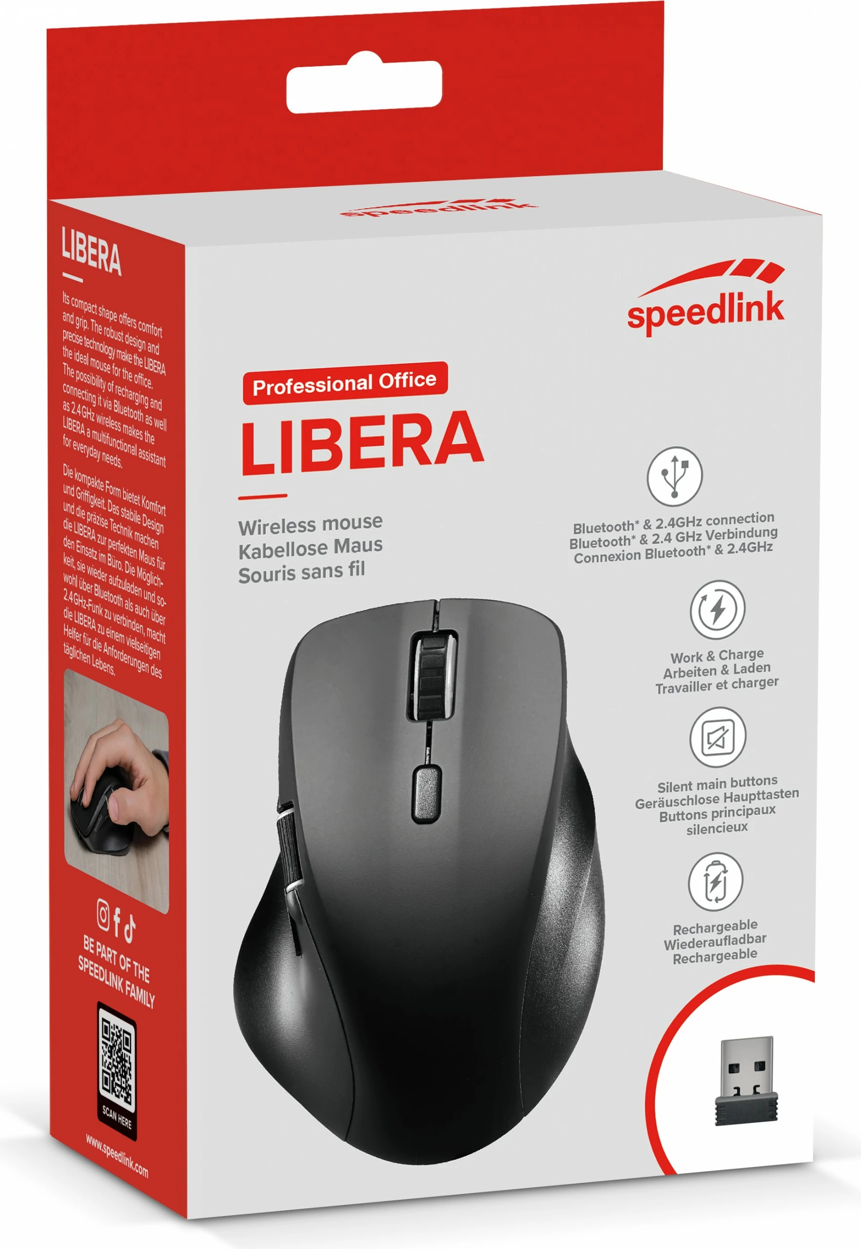 Maus Speedlink SL-630021-RRBK, 3200 DPI, i zi
