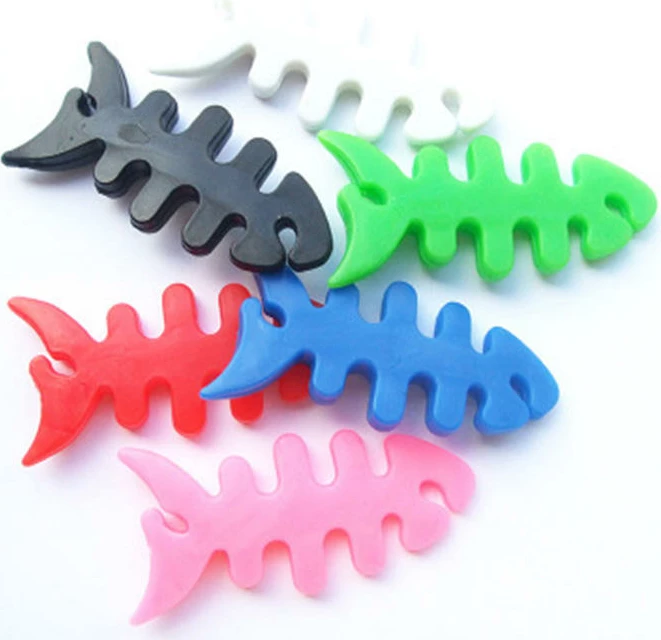 Mbështjellës kablloje për kufje Hurtel, formë peshku, plastikë, bardhë