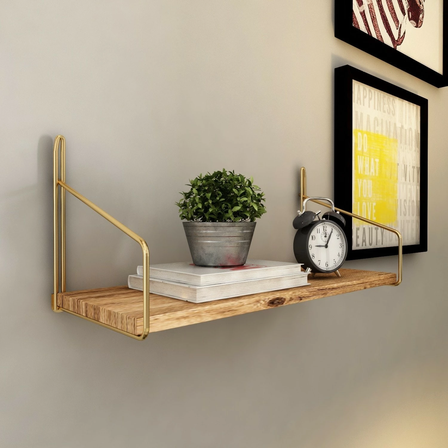 Raft muri dekorativ, ngjyrë ari dhe kafe, Skye Decor, 45x16x16cm