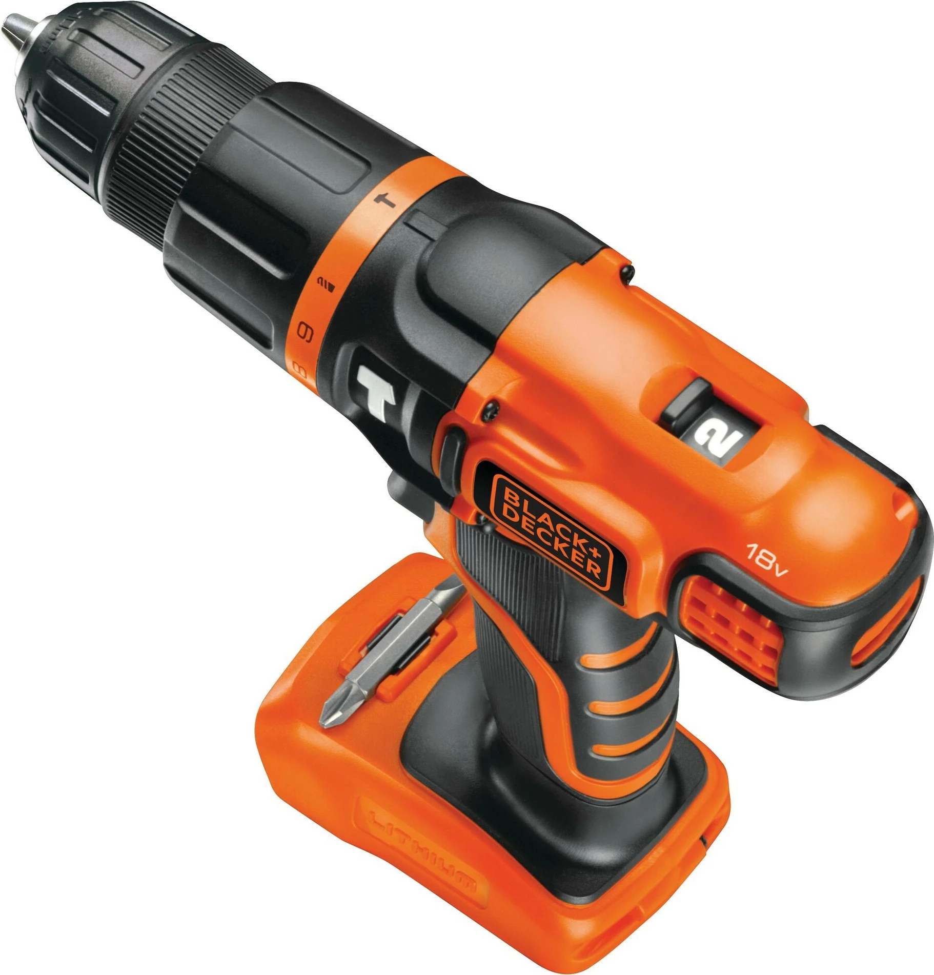 Pistol grip drill Black & Decker BDCH188N-XJ, 18V, 1350 RPM, 2.5 cm, 1 cm, 400 RPM, Black, Orange
