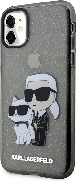 Mbështjellës Karl Lagerfeld KLHCN61HNKCTGK për iPhone 11/XR 6.1", Glitter, i zi