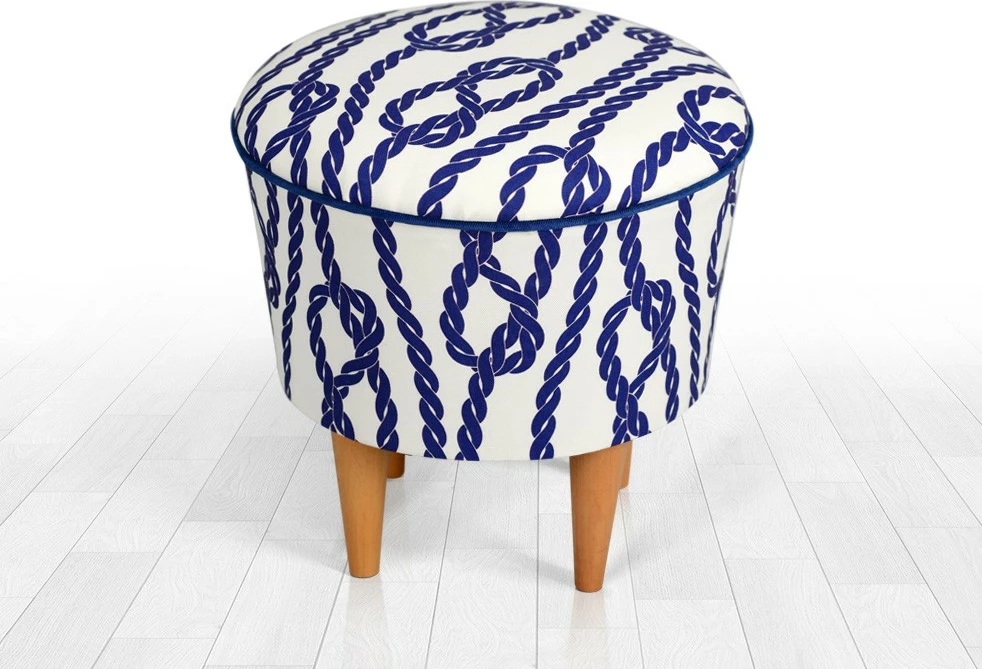 Pouf Atelier del Sofa, Cunda v2, ngjyrë kaltër dhe bardhë
