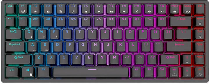 Tastierë mekanike Royal Kludge RK84, RGB, Red switch, e zezë