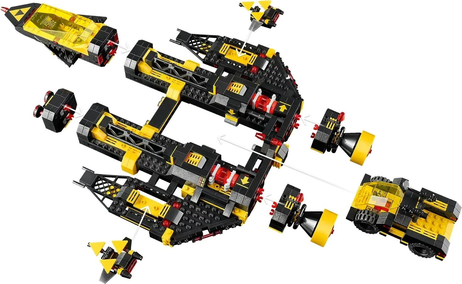 Set LEGO ICONS Blacktron Renegade 10355, 1151 pjesë, me 3 minifigura, për të rritur, zi/verdhe