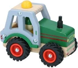 Traktor lodër prej druri BD VOZICKI 18407-TRACTOR, me rrota lëvizëse, 12.5 cm, jeshile