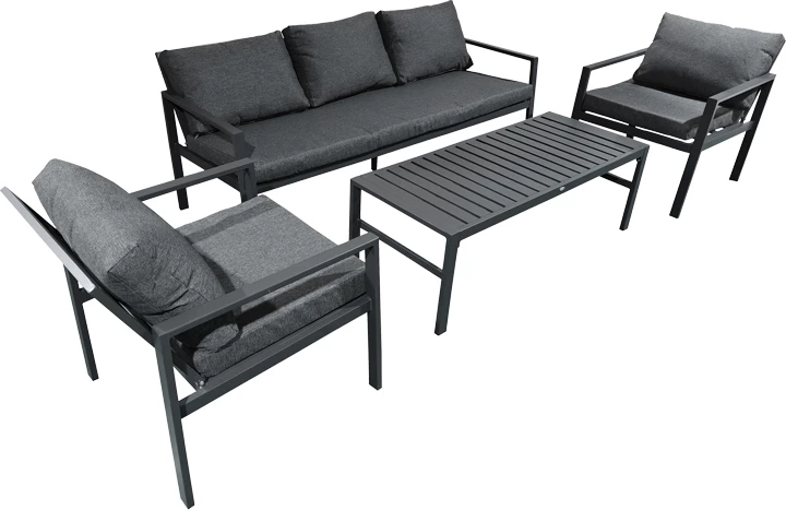 Set lounge për oborr 4 pjesë, alumin anthracite, jastëk anthracite