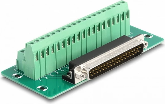 Adapter DeLOCK D-Sub 37-pin mashkull në terminal bllok për DIN shinë, AWG 24-12, i gjelbër