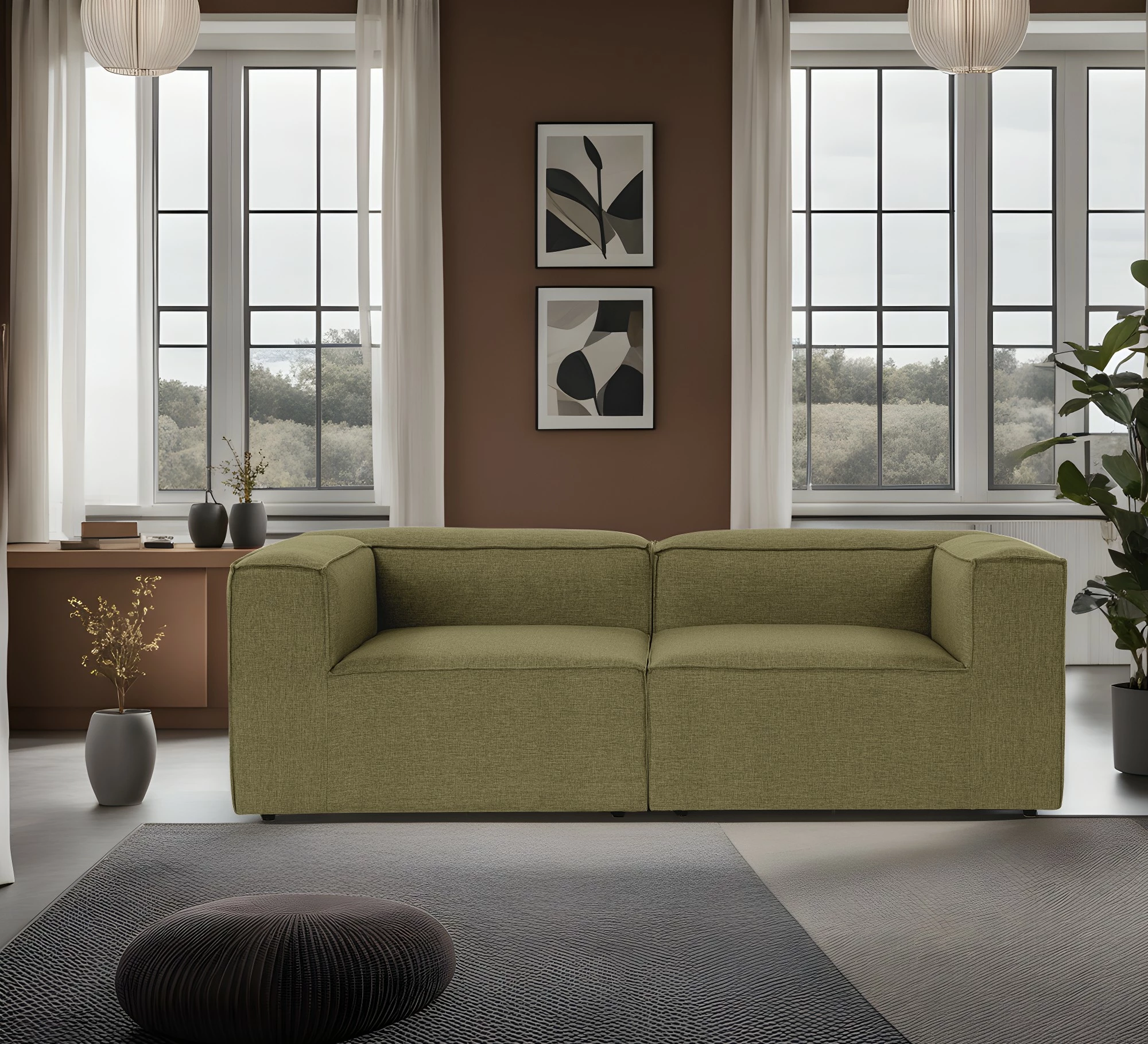 Divan dy vendësh Atelier del Sofa, Fora, ngjyrë e gjelbër