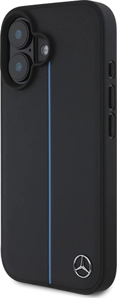 Mbështjellës Mercedes MB Blue Line lëkurë me MagSafe për iPhone 16, Zi