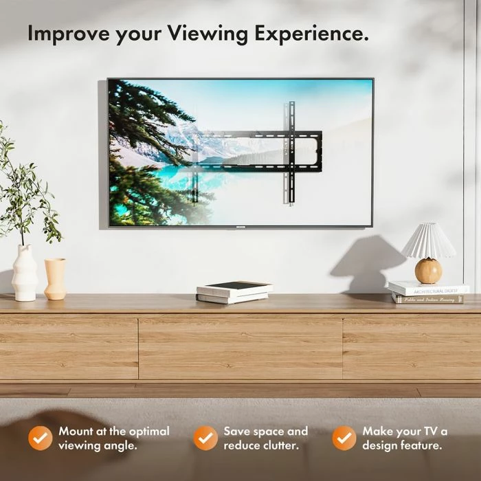 Mbajtëse muri fikse për TV, VonHaus 3005091, 37-70\", deri 35kg, VESA max 600x400, e zezë