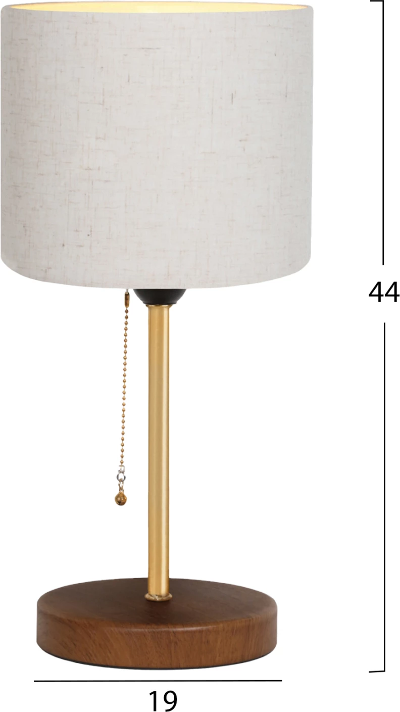 Llambë tavoline dekorative, ngjyrë ari dhe krem, FH7597.01, Φ19x44 cm