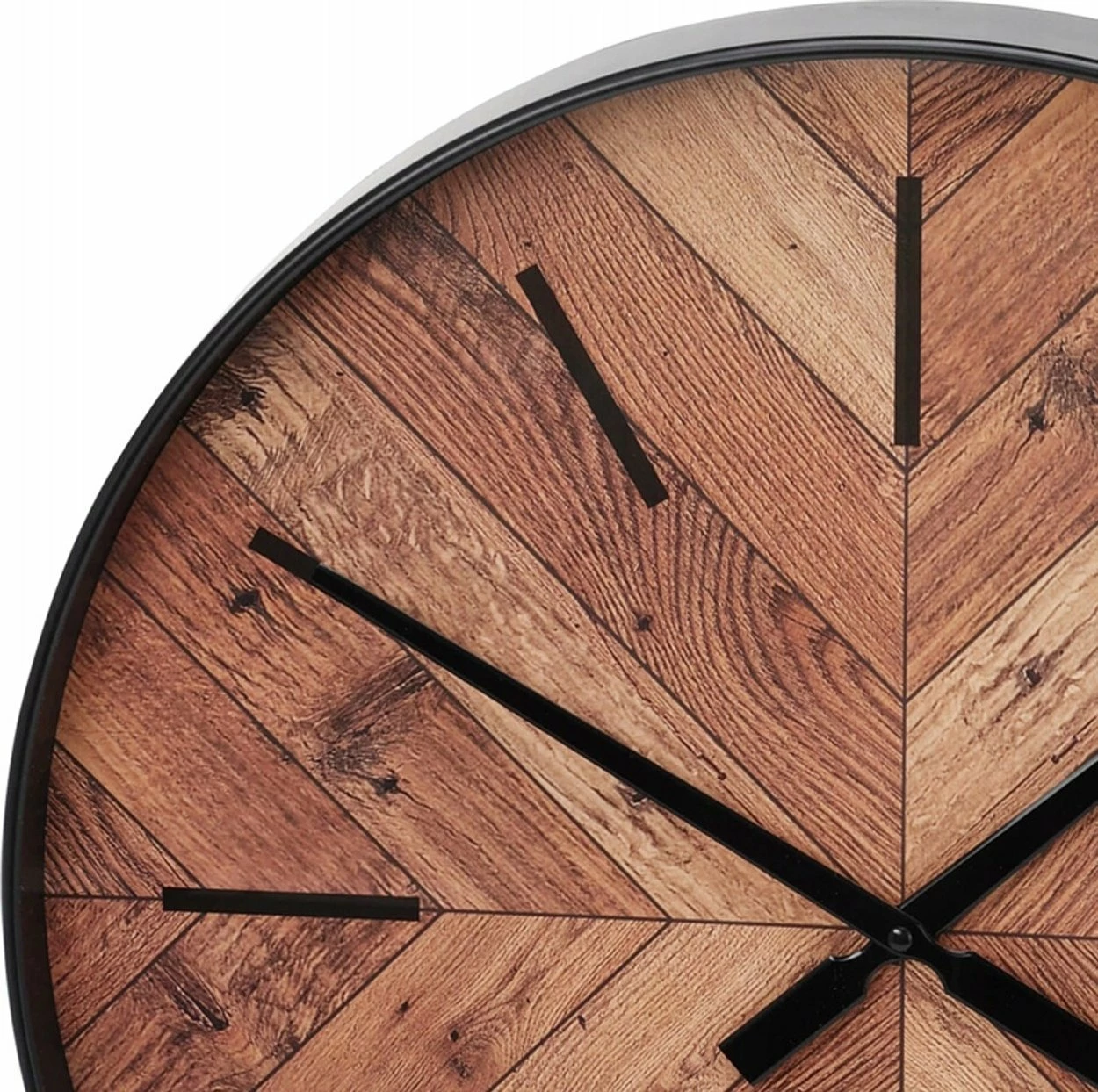 Orë muri Home Styling Collection Ø 51 cm, analog, dial imitim druri herringbone, me xham, kafe