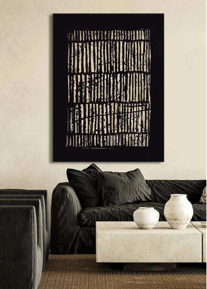 Pikturë dekorative Multiply, kanavacë, MDF, ngjyrë e zezë dhe bezhë, 90x120x4cm