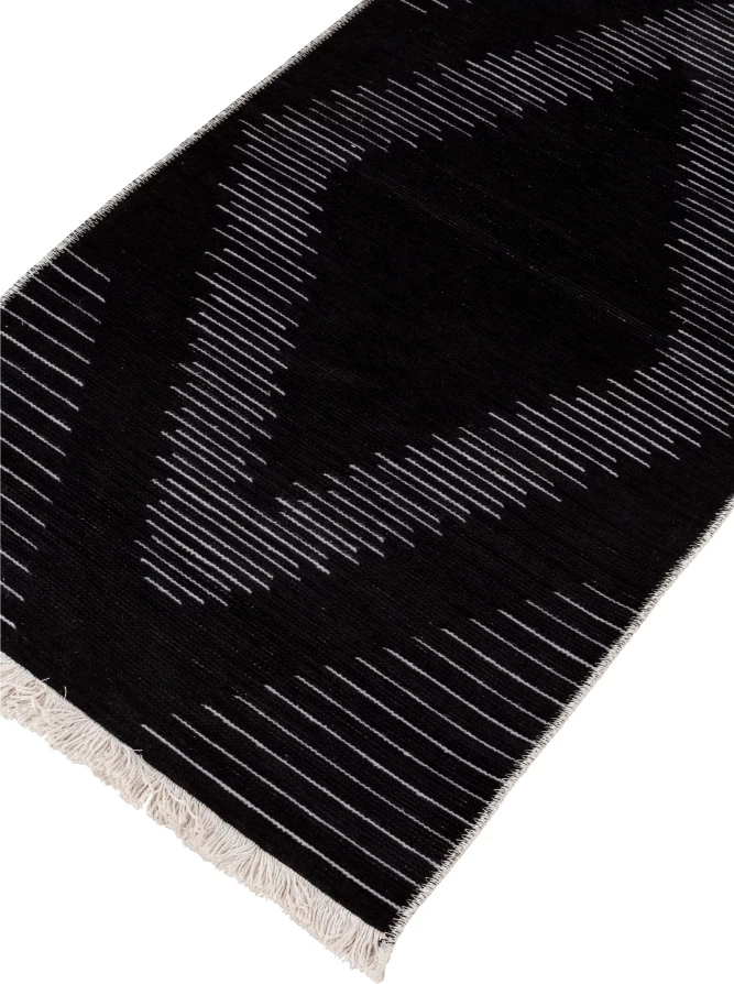 Qilim korridori Sight, 80x170, material tekstili, ngjyrë e zezë-gri