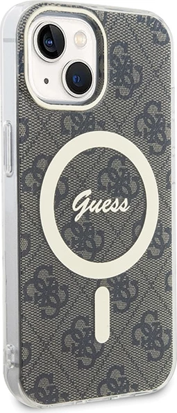 Mbështjellës Guess 4G MagSafe për iPhone 15 Plus, Kafe