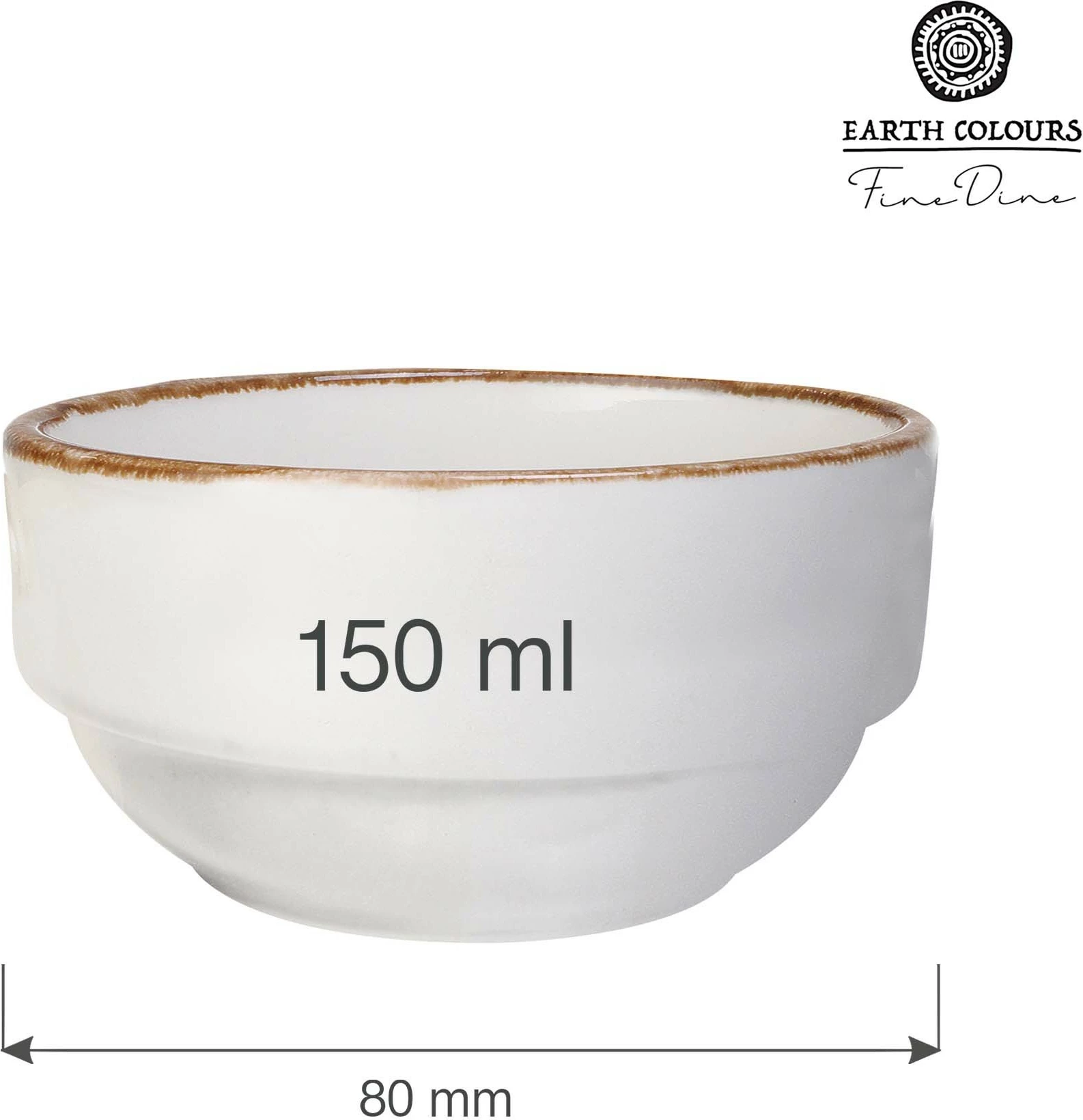 Tas i stivueshëm Fine Dine Vanilla 150 ml 80 mm, krem, set 6 copë