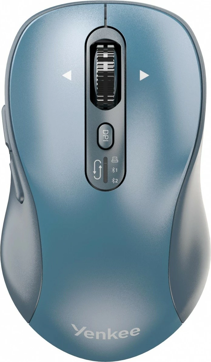 Maus wireless YENKEE YMS 2010BE GYRO, dual Bluetooth 5.1 + USB 2.4GHz, 1000-3200 DPI, 6 butona, zi/turkeze, me 2x bateri AA