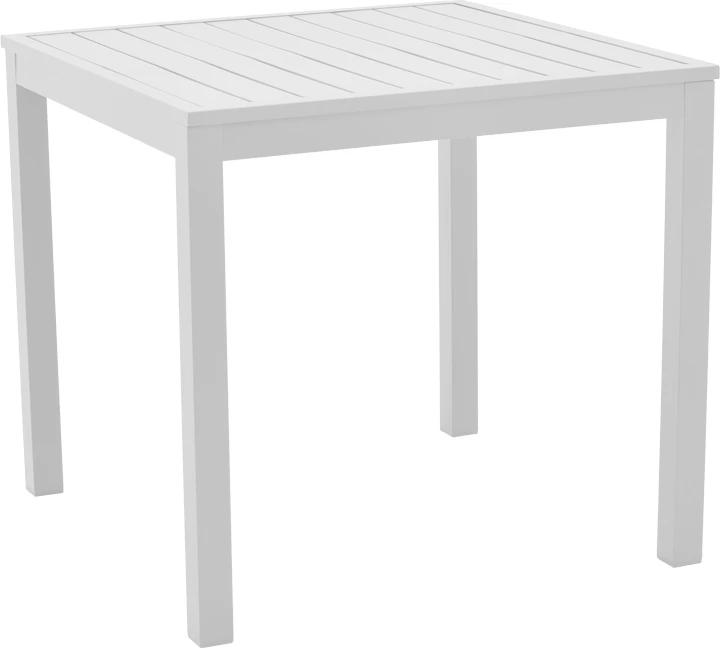 Set tavoline me dy karrige Savor-Kliton, alumin i bardhë dhe ratan natyral, 80x80x74cm