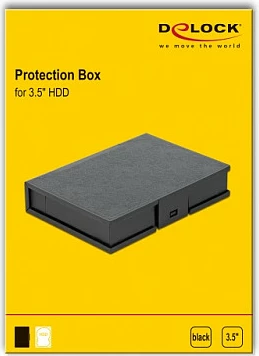 Kuti mbrojtëse DeLOCK për HDD 3.5", plastikë, 1 disk, e zezë