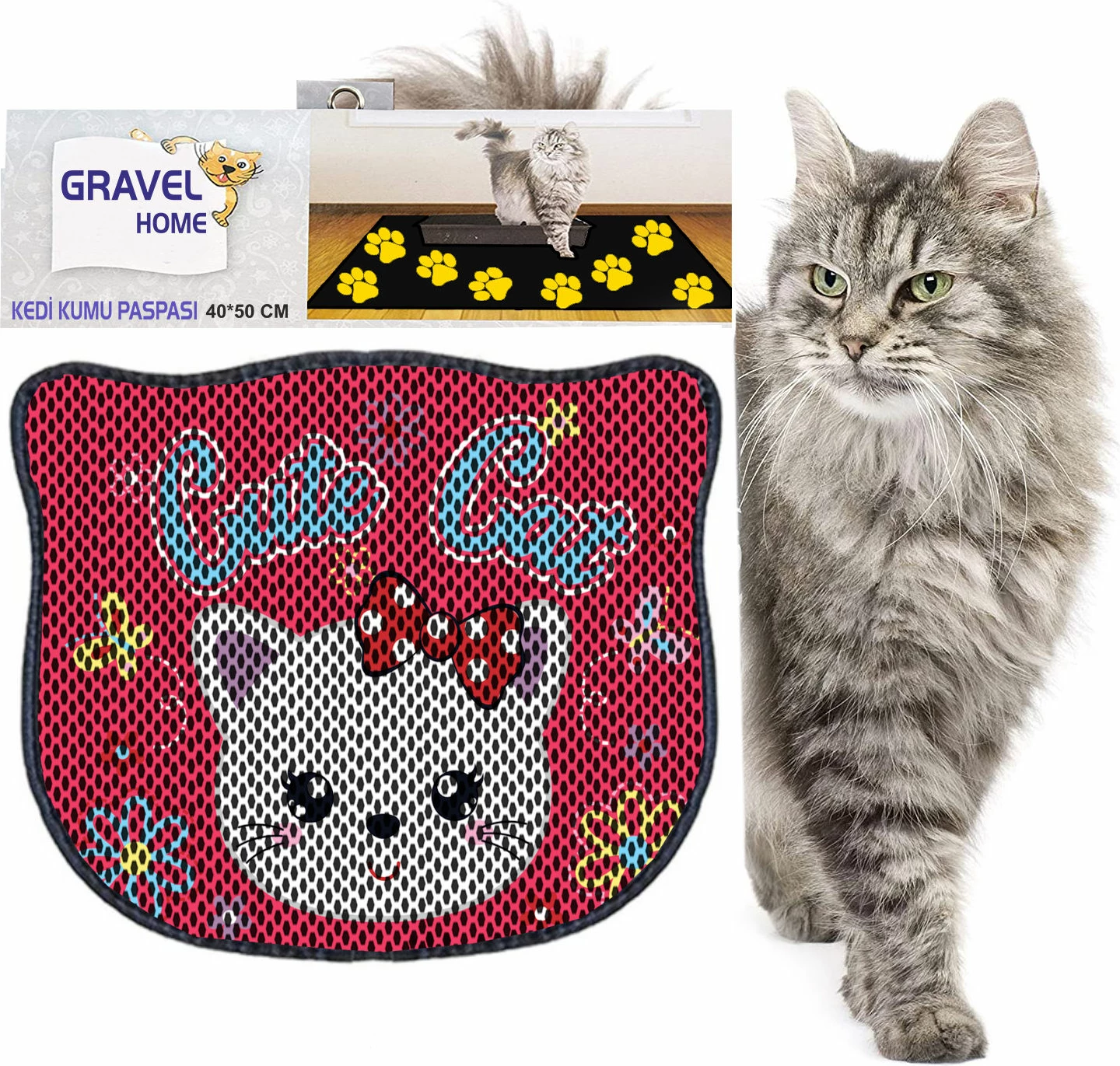 Tapet për rërë mace, shumëngjyrësh, Paws & Whiskers, Kdkafa0064, 40x50cm