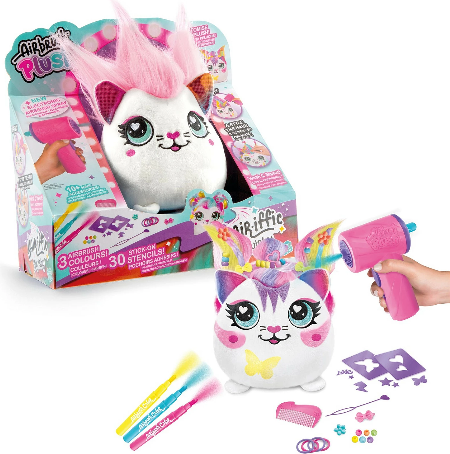 Lodër pelushi Canal Toys Airbrush Plush AIR 040, set stilimi flokësh, 148 pjesë, multikolor