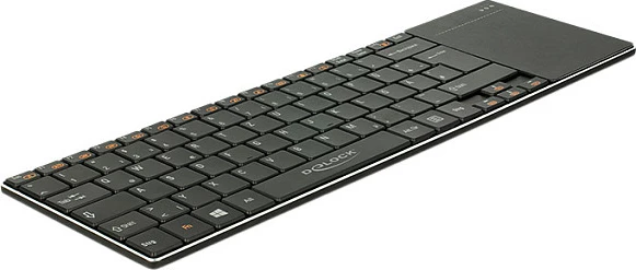 Tastierë wireless me touchpad DeLOCK 12454, 2.4GHz, Micro-USB, alumini, e zezë