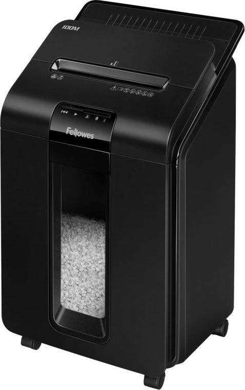 Grirëse dokumentesh Fellowes AutoMax 100M, mikro-prerje 4 x 10 mm, P-4, shportë 23 L, auto feeder 100 fletë, e zezë
