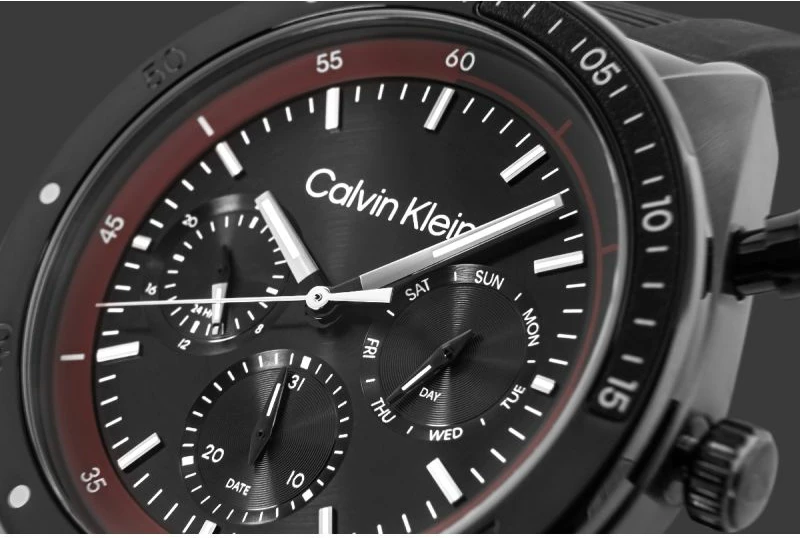 Orë dore për meshkuj Calvin Klein, e zezë