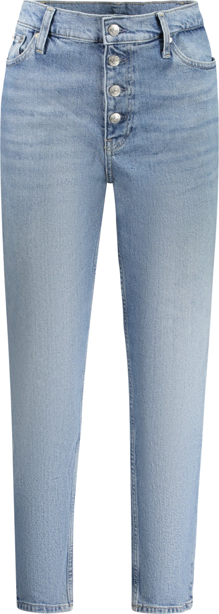 Pantallona xhins për femra Calvin Klein Jeans Denim, kaltër e çelët