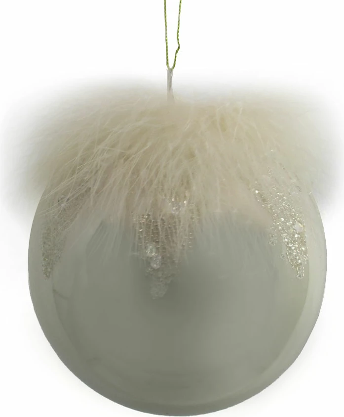 Topthë e Vitit të Ri me pupla, plastikë, ngjyrë shampanje, 12x12x12 cm