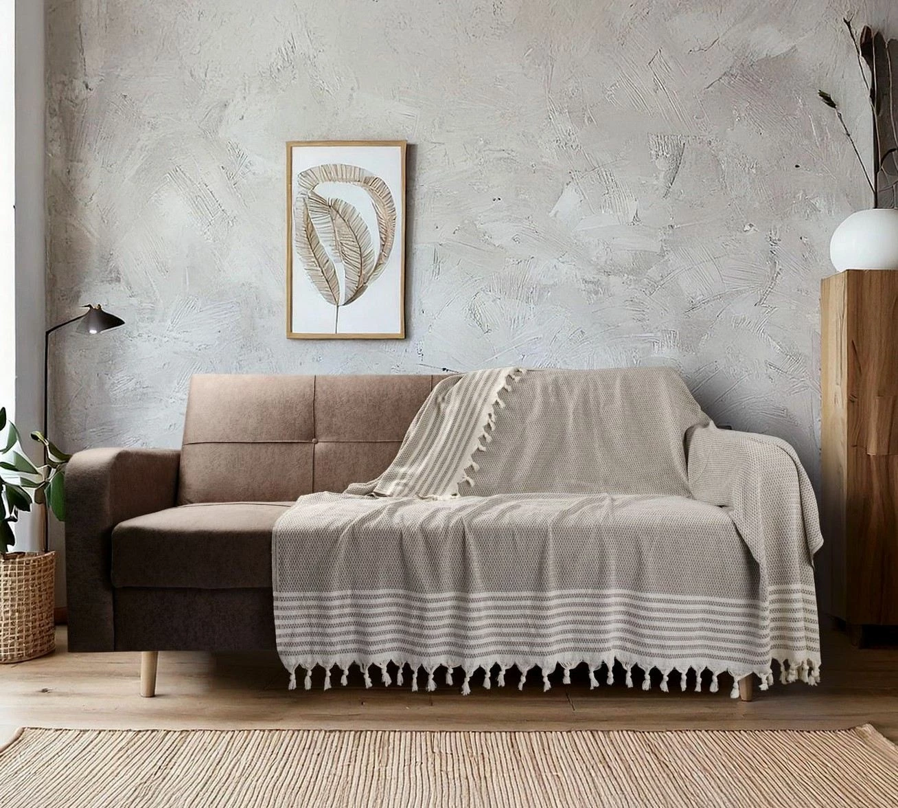 Mbulesë divani Sophia, bezhë, L'Essentiel Linge de Maison, 180x220cm
