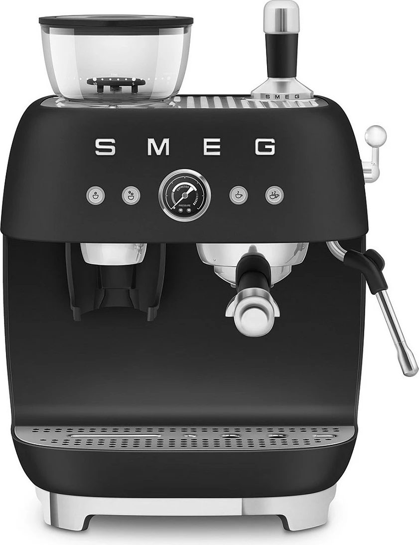 Makinë kafeje espresso Smeg EGF03BLMEU, rezervuar 1L, me mulli të integruar, Thermoblock, shkop avulli, e zezë