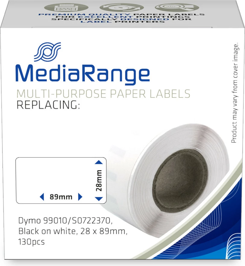 Rul etiketa MediaRange zëvendësim për DYMO 99010/S0722370, 28x89 mm, të bardha