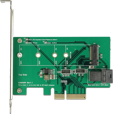 Kartë zgjerimi PCIe DeLOCK 89517, slot M.2 2230/2242/2260/2280, jeshile/e bardhë
