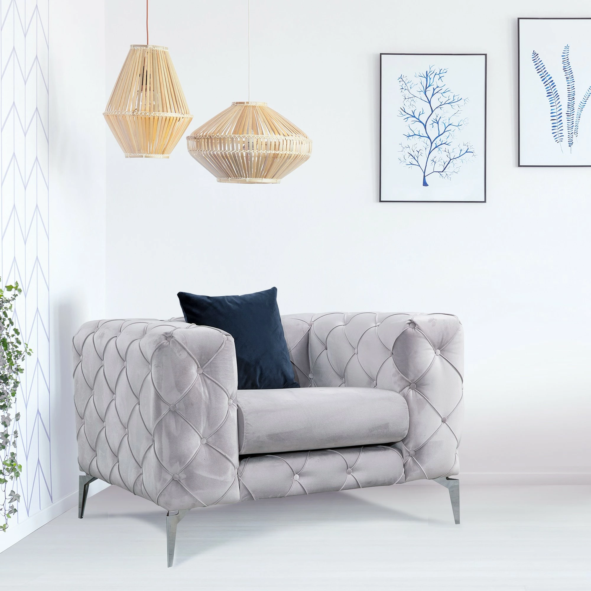 Karrige Wing Atelier del Sofa, Como, gri e çelët