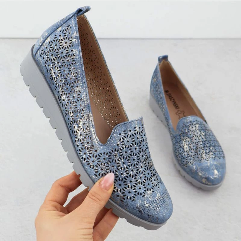 Këpucë me taka M.Daszyński femra, blu dhe të arta