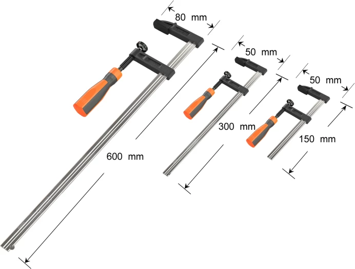 Set kllampa F VonHaus 3500187, 13 copë (5x150mm, 4x300mm, 4x600mm), portokalli/zi