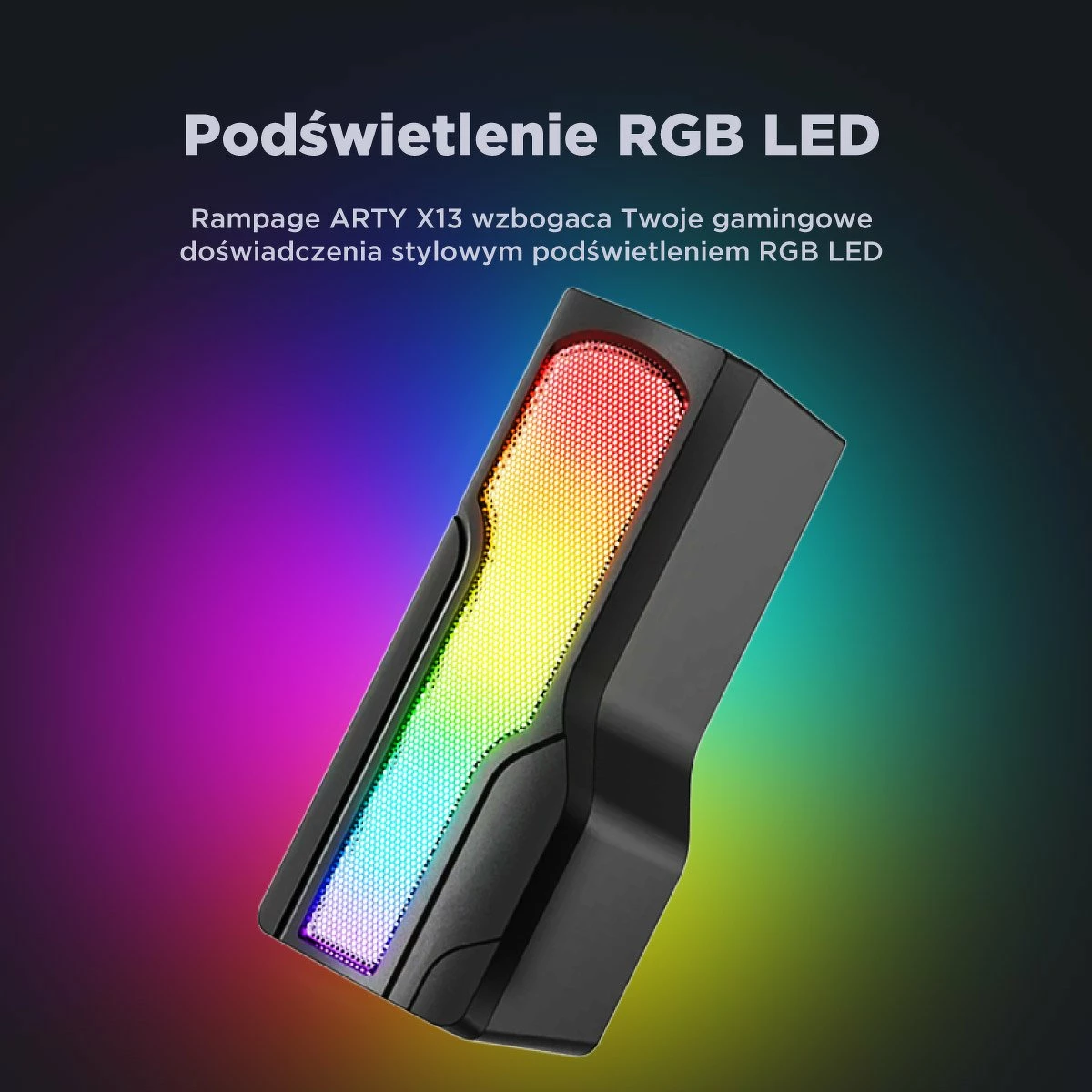 Altoparlantë gaming Rampage Arty X13 2.0 Bluetooth, RGB, USB 5V, të zeza