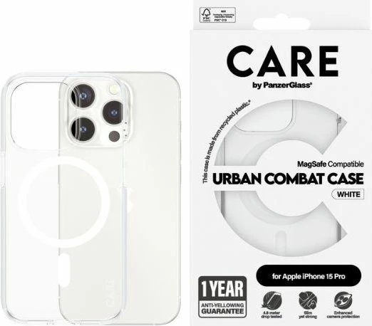 Mbështjellës PanzerGlass Urban Combat Case MagSafe për iPhone 15 Pro, Bardhë