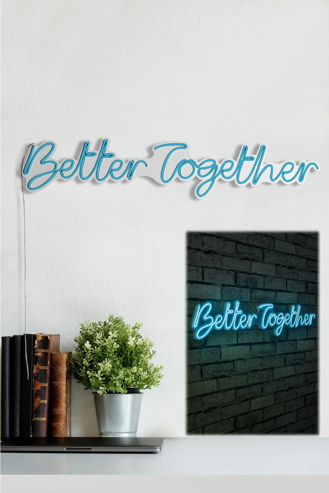 Dekor dritash LED plastike, 'Better Together', ngjyrë e kaltër