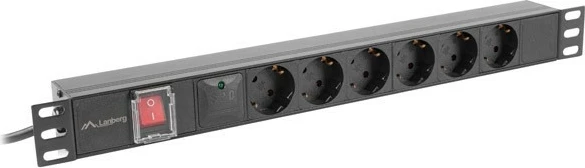 Prizë rack Lanberg PDU-05F-0200-BK, 1U, 6xSchuko, 16A, 2m, e zezë