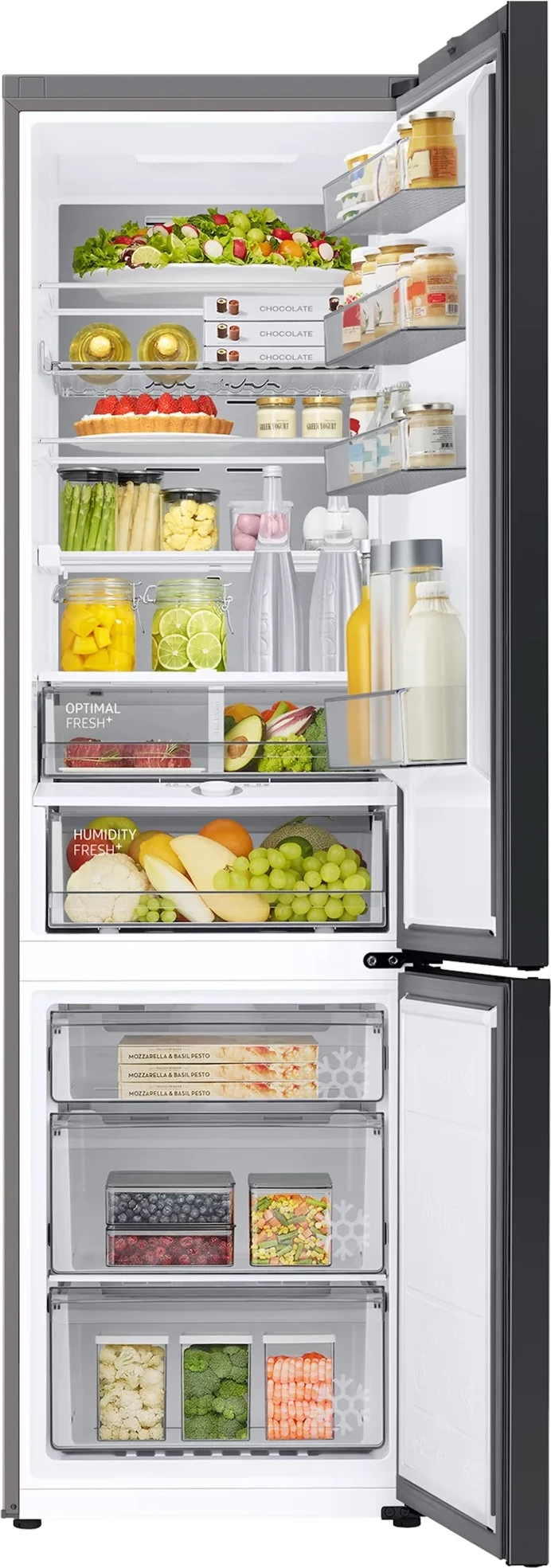 Frigorifer kombinë, Samsung RB38C7B6CB1/EF, 340 L, No Frost, Metal Cooling, BESPOKE, e zezë