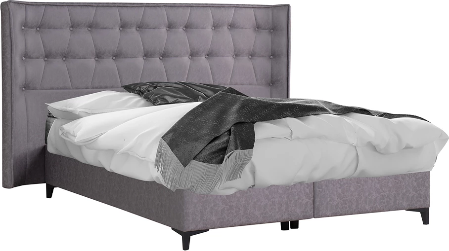 Krevat me hapësirë për depo, kadife gri, 160x200cm, 218x222x122cm