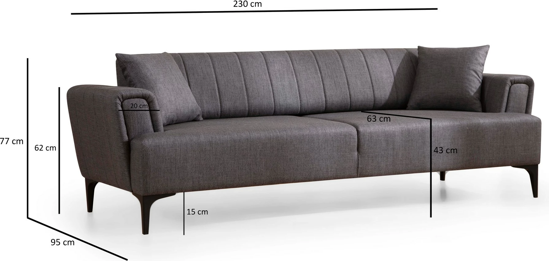 Krevat-sofá 3 vende, Atelier del Sofa, Hamlet, ngjyrë gri e errët