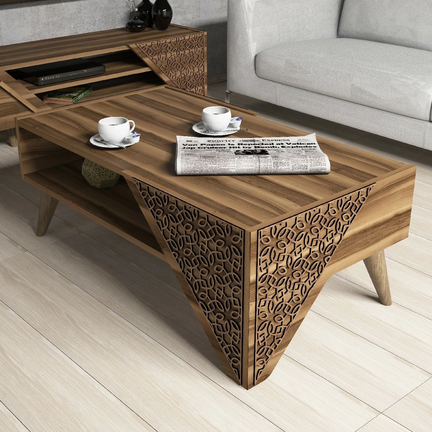 Tavolinë për kafe Hanah Home, Beril, ngjyrë arre