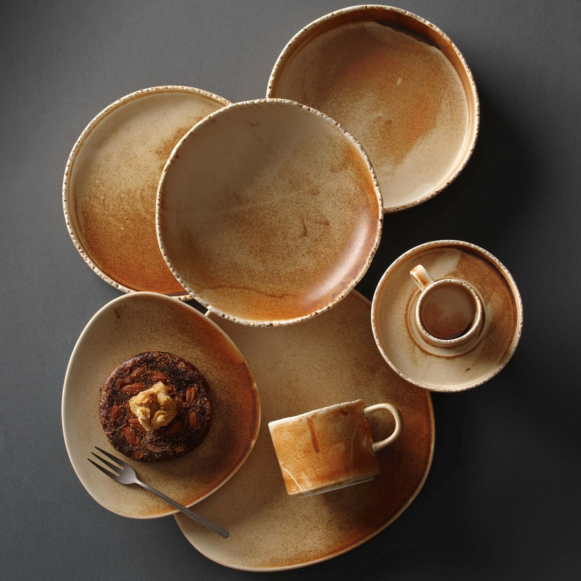 Pjatë e sheshtë Fine Dine Constancy Ø210mm, set 3 copë, kafe